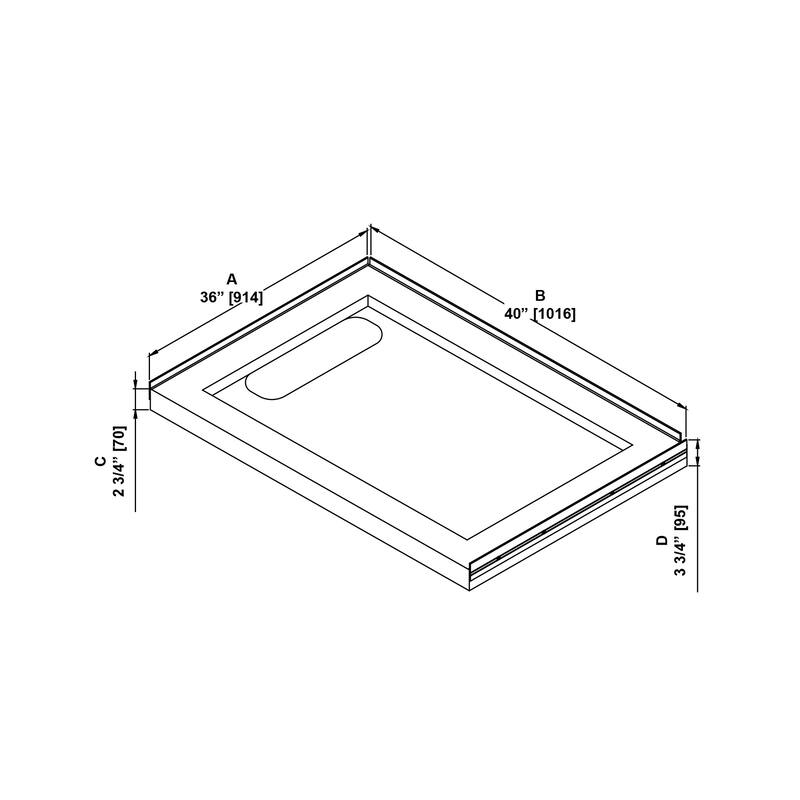 Adena White Shower Base 60x36 in white