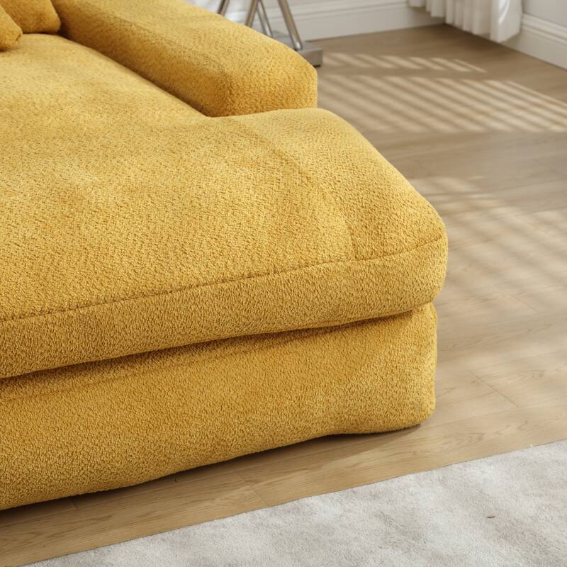 Seersucker 2-seater lazy sofa bed With 2 back pillows , 2 toss pillows,Comfy Sofa- Deep Seat Couch