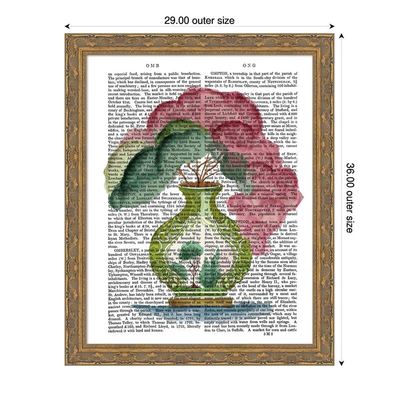 Pink Green Vase No. 3 by Fab Funky Wood Framed Wall Art Print - 29 x 36 in - Gold