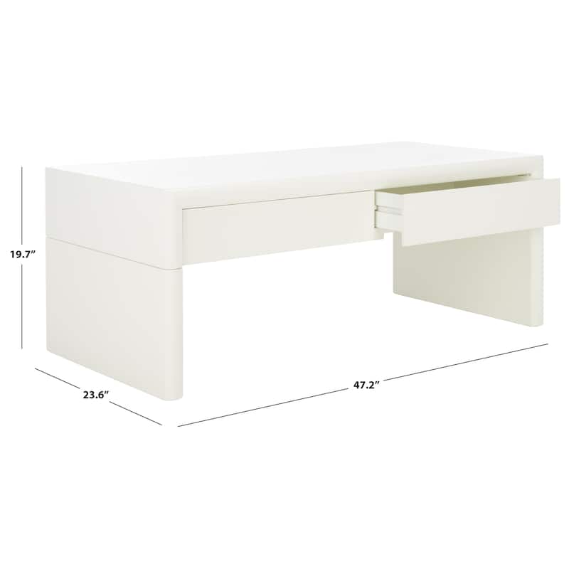 SAFAVIEH Mita Coffee Table with Drawers - 47" L x 24" D x 20" H - 47Wx24Dx20H - Ivory