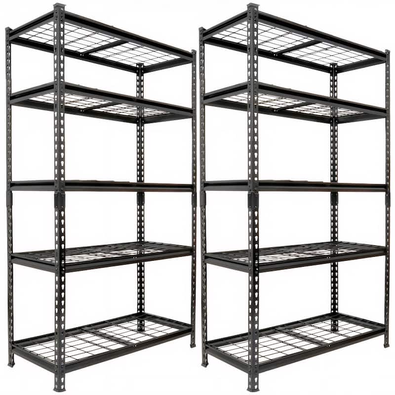 2-piece 5-Tier Storage Shelves set, Heavy-Duty Garage Shelving, Adjustable Shelving Unit, Steel Shelf, Boltless Assembly