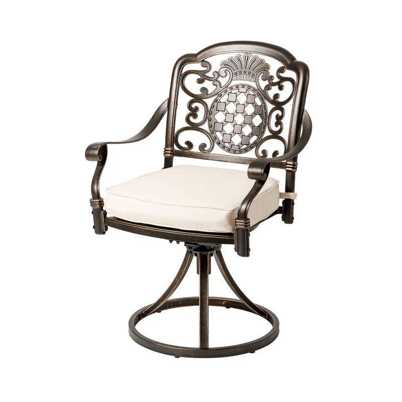 Christopher Knight Home - Austin 7-Piece Outdoor Cast Aluminum Dining Set with Rectangular Table and Swivel Chairs