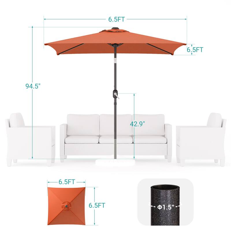 BONOSUKI 6.5x6.5Ft Patio Market Umbrella Weather-Resistant Frame