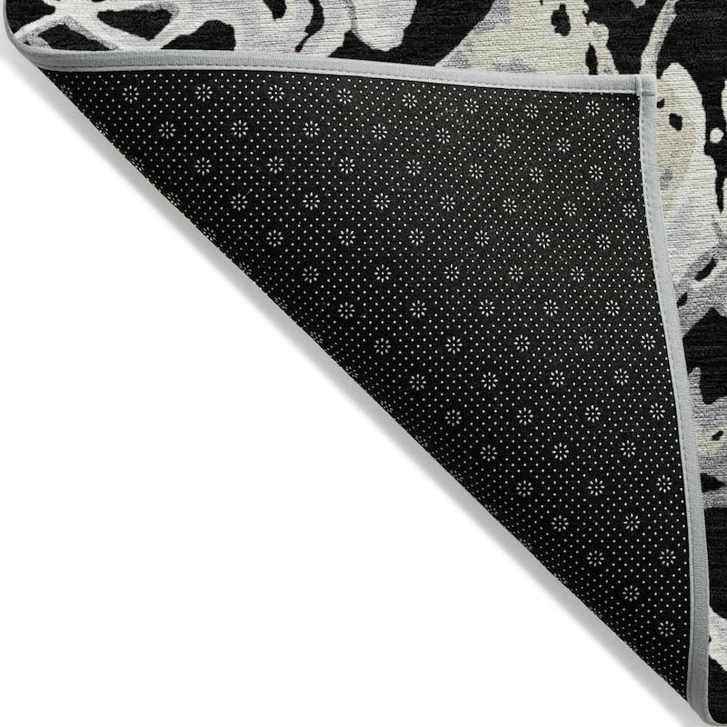 Machine Washable Indoor/ Outdoor Modern Wave Chantille Rug