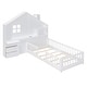 preview thumbnail 4 of 7, White Wooden House Platform Bed with Window, Roof, Drawers, Shelves, Sockets, USB Port