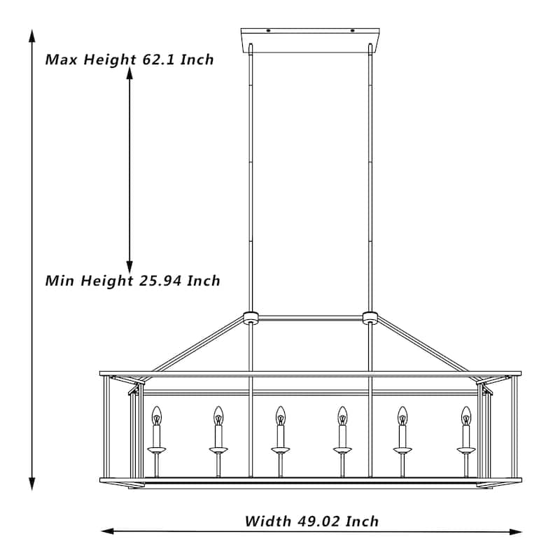 6 - Light Kitchen Island Linear Pendant
