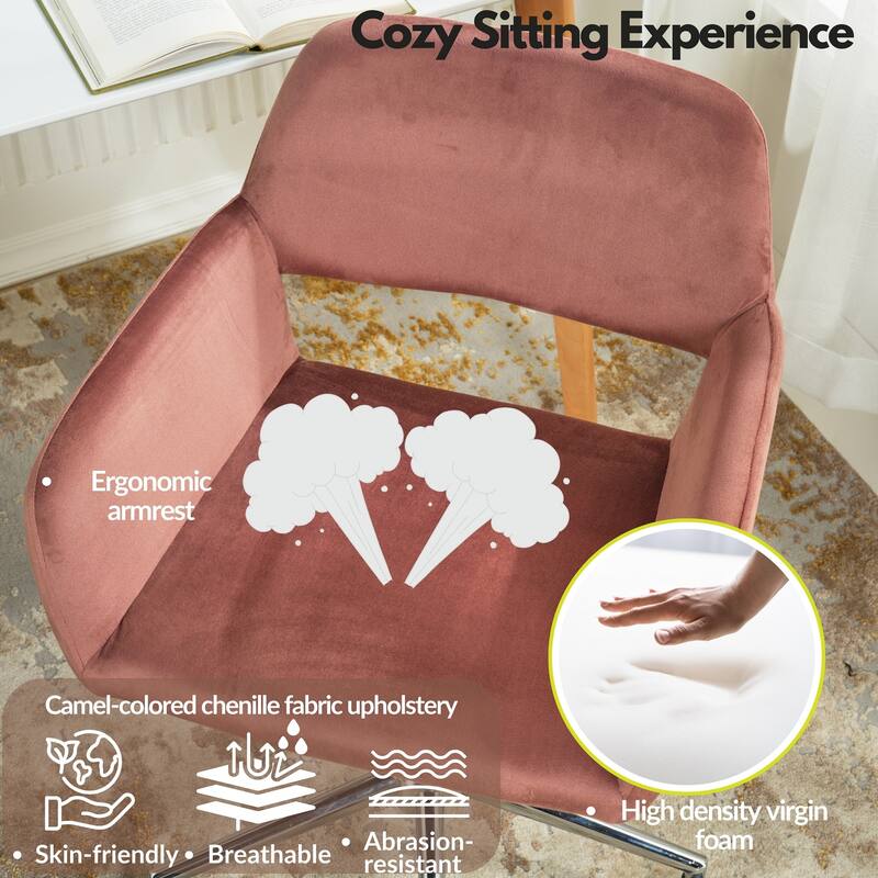 HomyLin Swivel Mid Back Upholstery Desk Chair with Rolling Casters