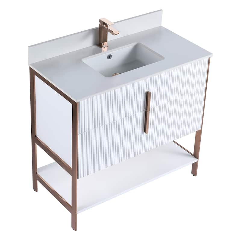Fine Fixtures Serenity Modern Bathroom Vanity with White Stone Top