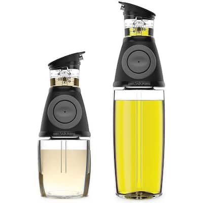 Oil Dispenser for Kitchen - Oil and Vinegar Dispenser Set - 17 oz and 8.5 oz Glass Bottles with Precision Pouring Measurements