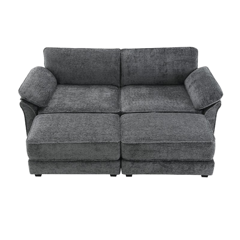 81'' Convertible 4-Seat Modular Sectional Sofa with Loveseat and Ottoman, Versatile Design for Living Room and Office
