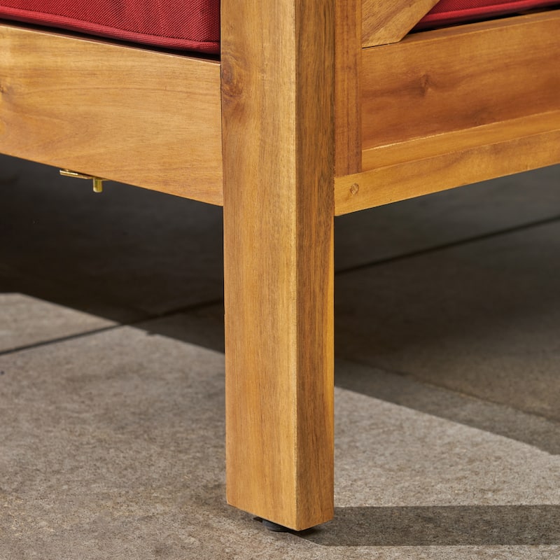 Brava Outdoor Cushioned Acacia Wood Sofa by Christopher Knight Home