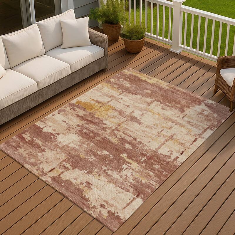 Machine Washable Indoor/ Outdoor Crouppen Modern Chantille Rug - Paprika - 5' x 7'6"