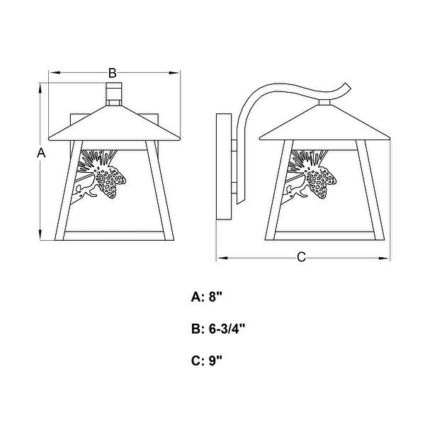 VAXCEL Whitebark 1-Light Olde World Patina Rustic Pine Cone Outdoor Wall Sconce, Durable Steel, Scavo Glass Shade LED Compatible