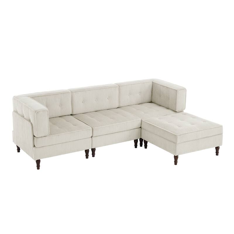Oversized Sofa Corduroy Tufted Modular Sectional Set