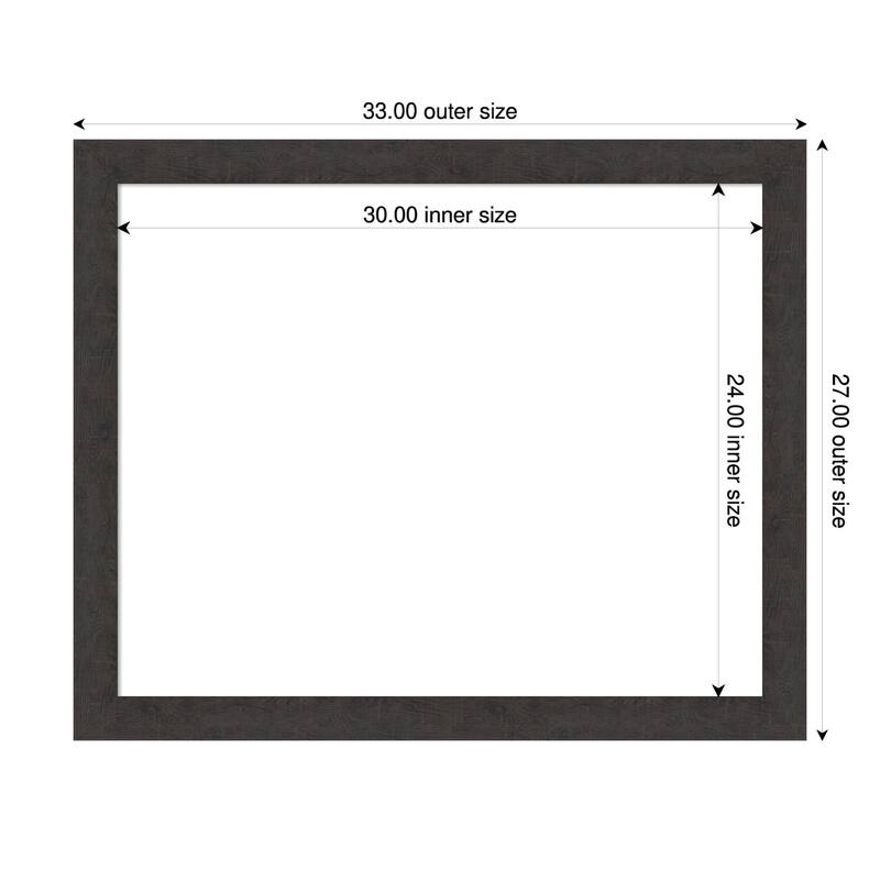 Amanti Art Rustic Plank Espresso Narrow Framed Dry Erase Magnetic Board - 33 x 27 in - Rustic Plank Espresso Narrow