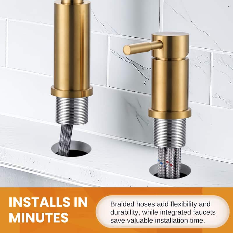 WOWOW Single Handle Pull Down Kitchen Faucet with Soap Dispenser