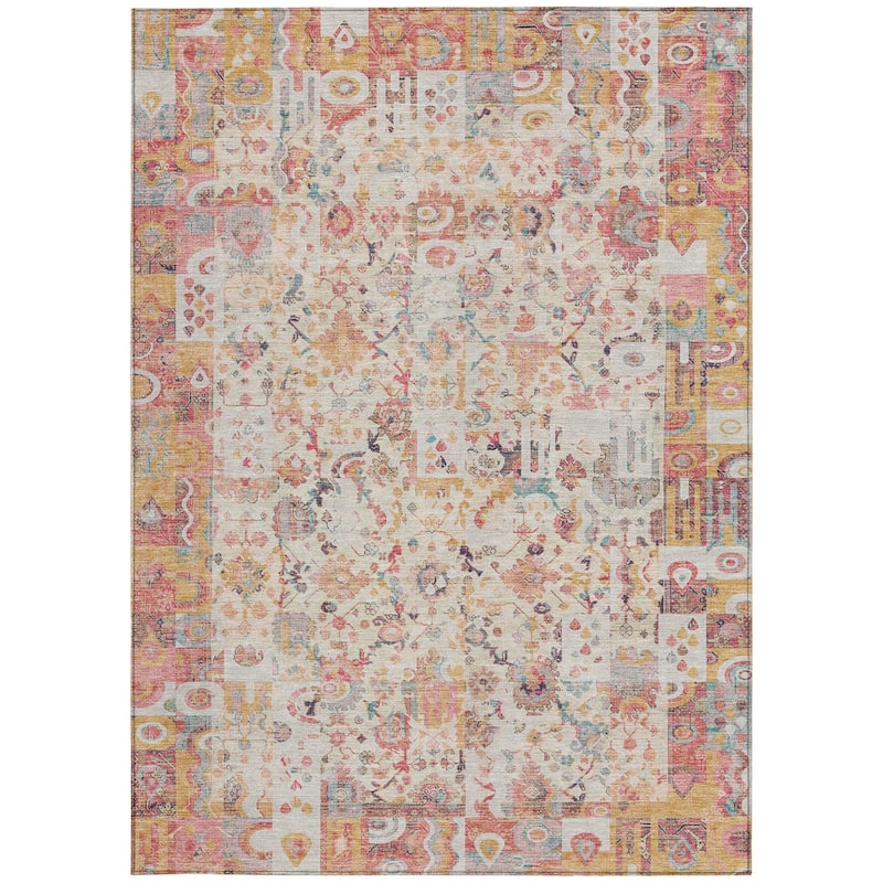 HomeRoots Patchwork Traditional Rectangle Outdoor Rug