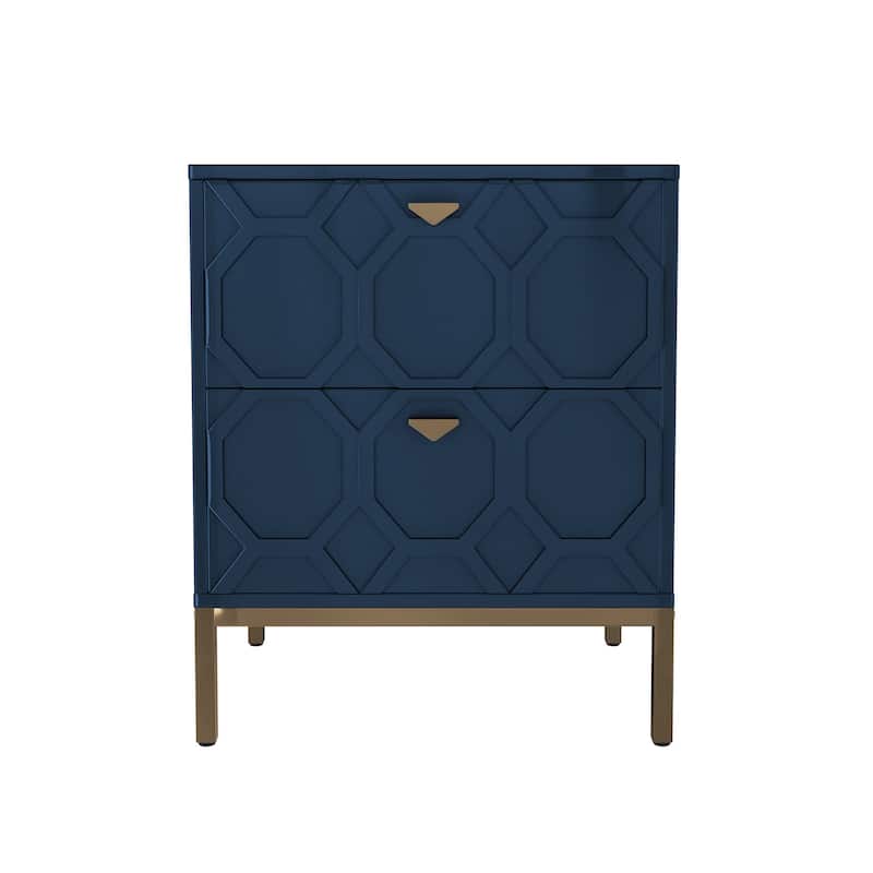 Clihome Wooden 2-Drawer Storage Nightstand