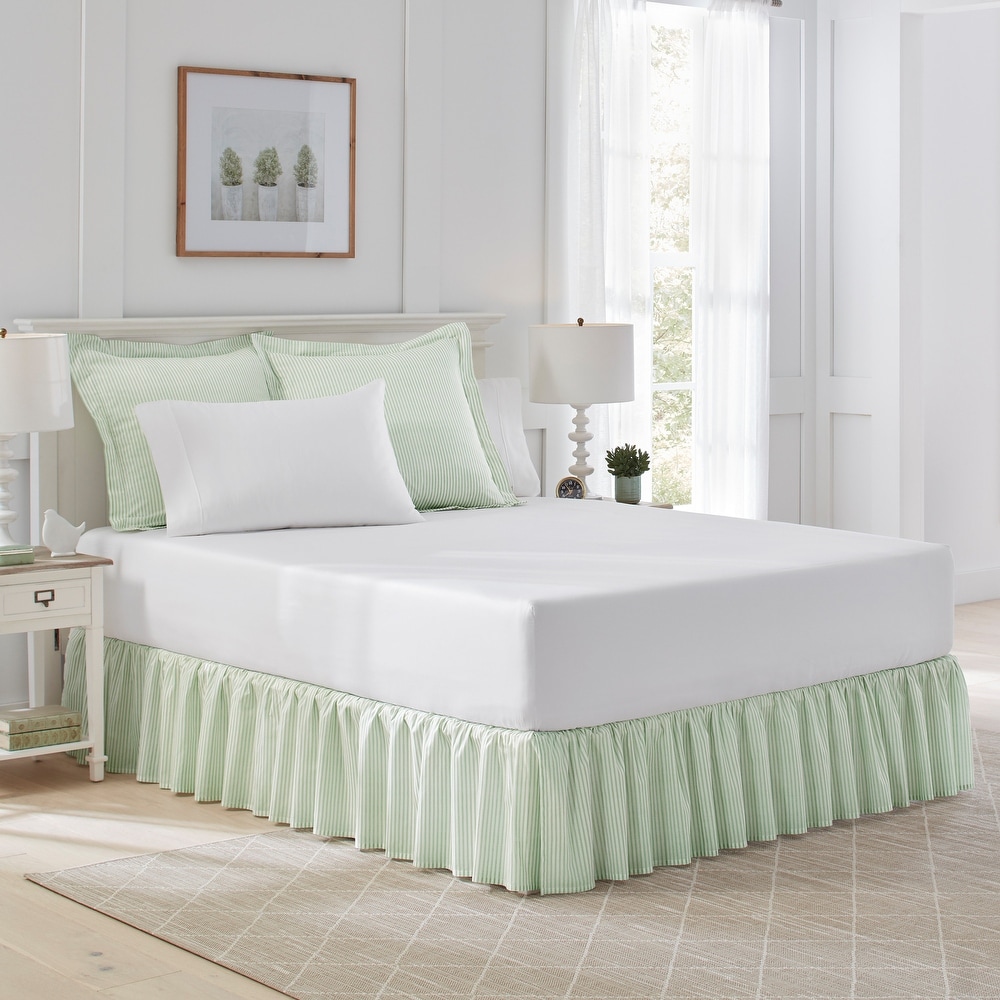 Sage green bed skirt sale queen