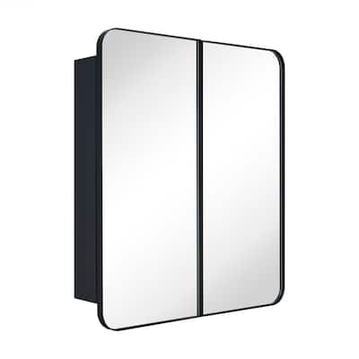 TEHOME Double Door Recessed & Surface Mount Rectangle Bathroom Medicine Cabinet with Mirror