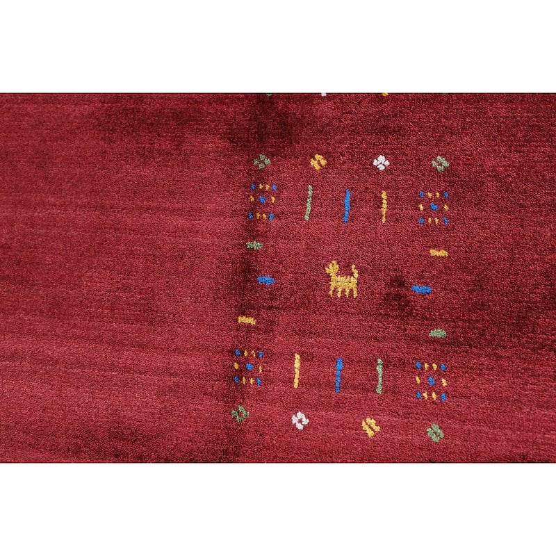 Tribal Gabbeh Oriental Area Rug Handmade Tribal Red Silk Carpet - 5'4" x 8'0"