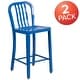 preview thumbnail 81 of 116, 2 Pack 24'' High Metal Indoor-Outdoor Counter Height Stool w/ Vertical Slat Back