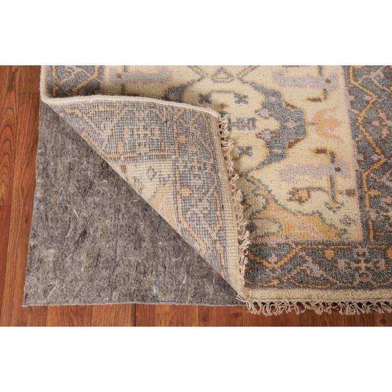 Earth Tone Oushak Oriental Runner Rug Handmade Beige Wool Carpet - 2'7" x 8'1"