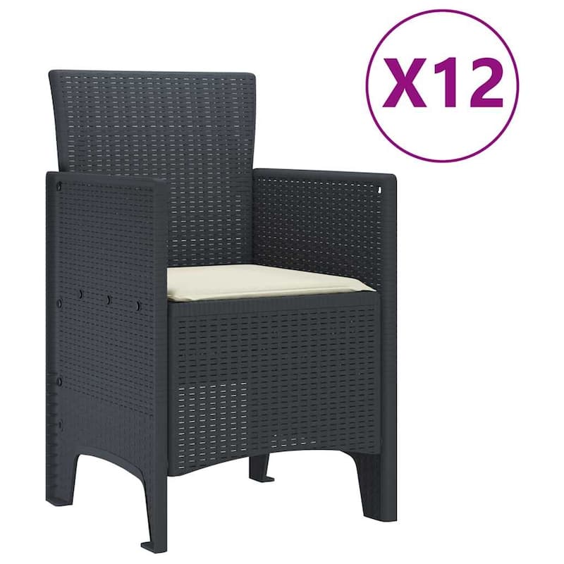 vidaXL Garden Dining Set 1315 pcs Anthracite/Brown Polt rattan - 350 x 100 x 73 cm