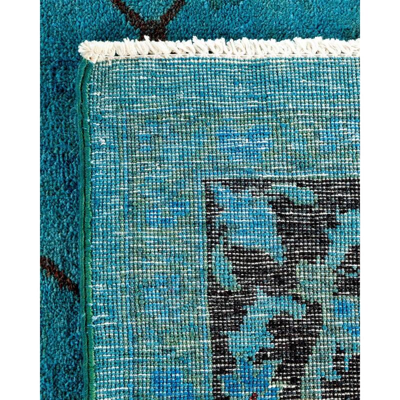 Overton Hand Knotted Wool Vintage Inspired Modern Contemporary Overdyed Blue Area Rug - 8' 3" x 10' 3"