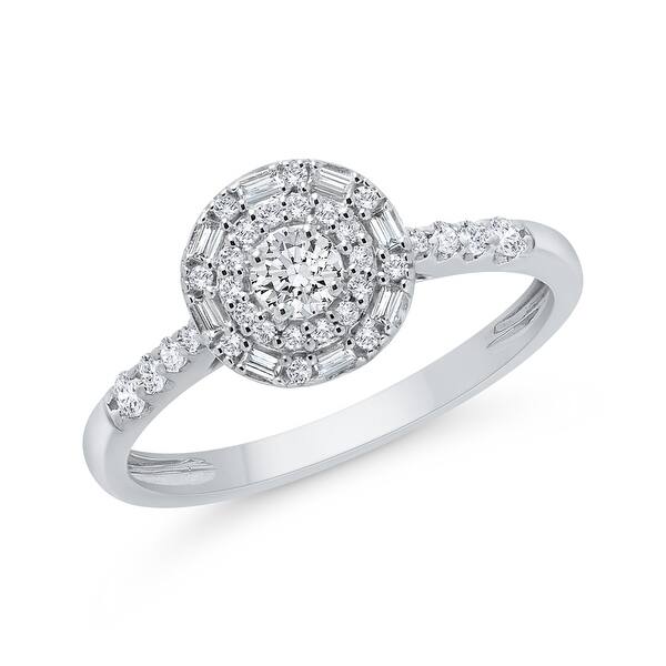 slide 1 of 3, 10K White Gold 1/3ct TDW Diamond Baguette and Round Engagement Ring (I-J, I1)