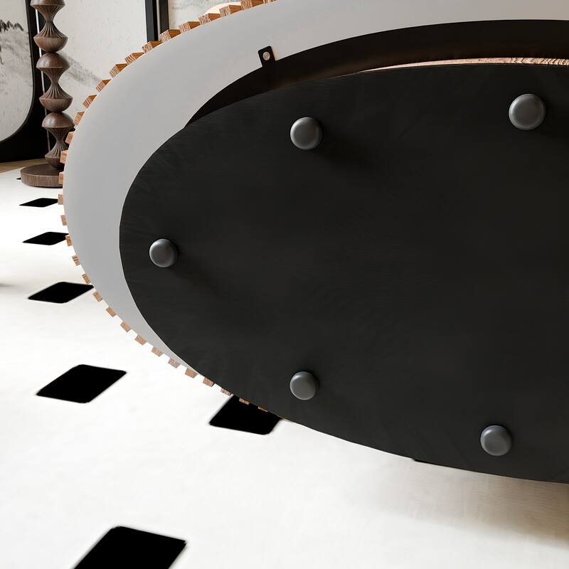 Modern 47" Oval Coffee Table with Storage Solid Wood Veneer for Living Room and Bedroom Decor