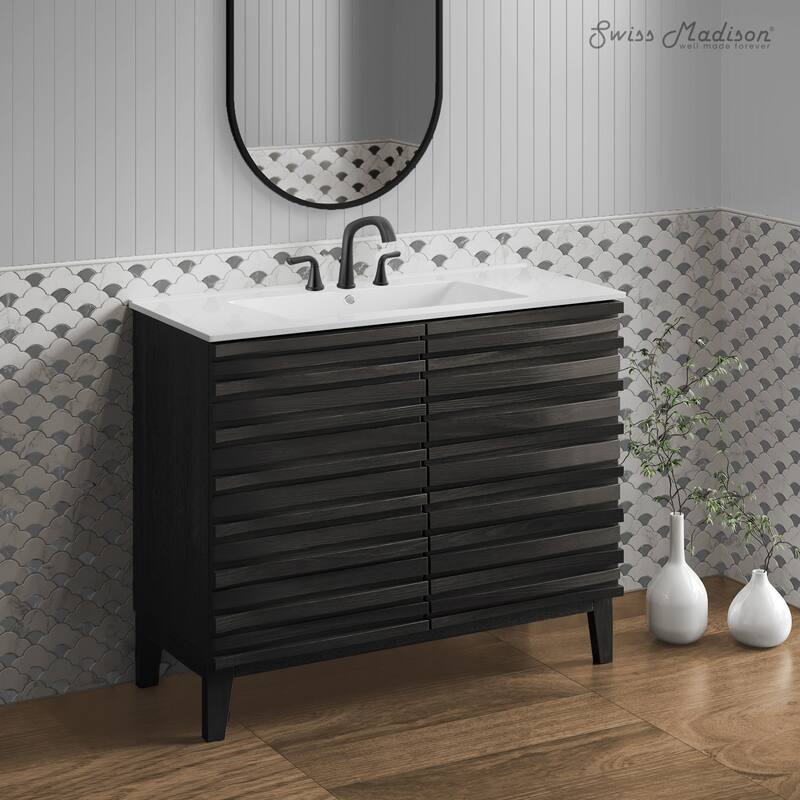 Cascade 30" Freestanding Bathroom Vanity In Black Oak With 3-Hole Widespread Sink Top - 30