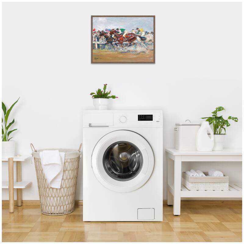 Kate and Laurel Horse Race 1911 Angelo Jank by Nostalgia Prints Framed Canvas Wall Art Print