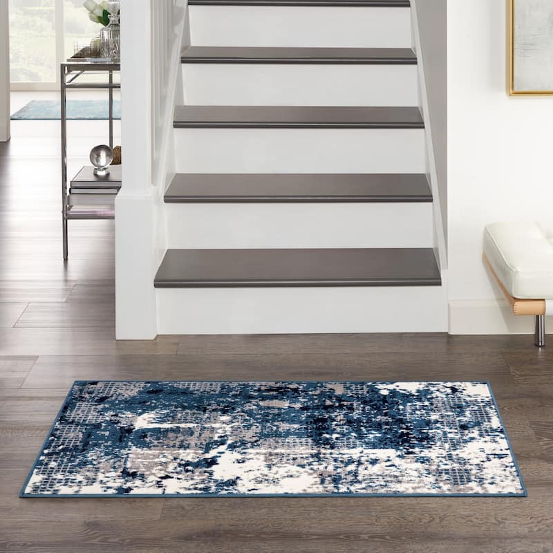 Nourison Grafix Indoor Blue Abstract Area Rug