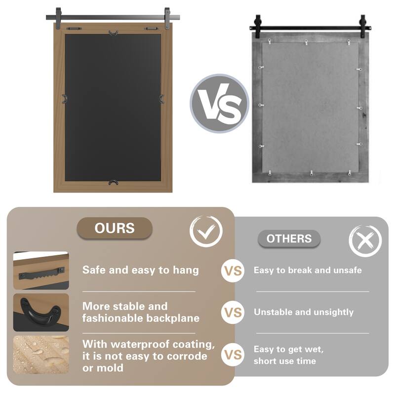 Rustic Farmhouse Rectangle Wood Frame Wall Mirror for Bathroom Vanity