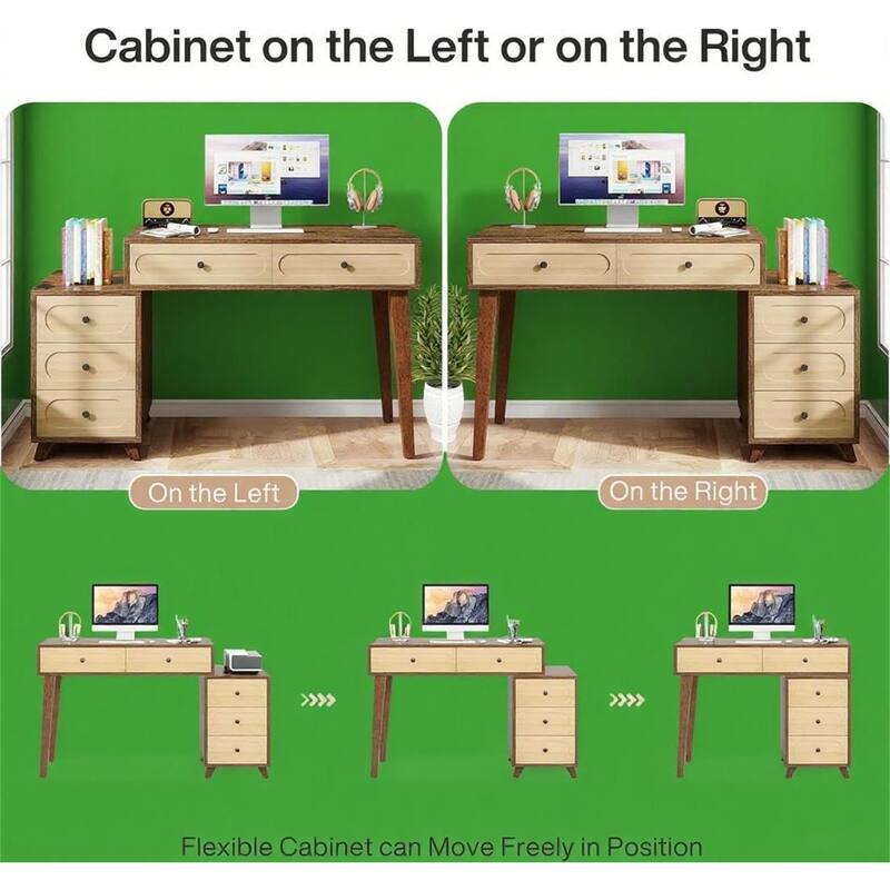 5-Drawer Computer Desk with Spacious Desktop