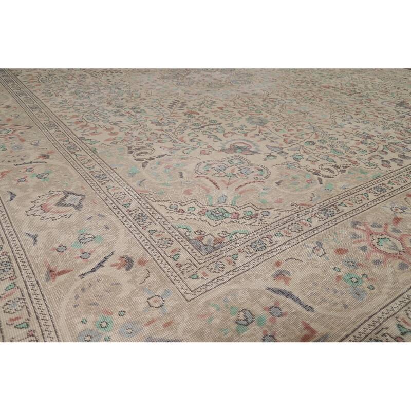 Floral Tabriz Persian Area Rug Hand-Knotted Wool Carpet - 9'10"x 12'6"