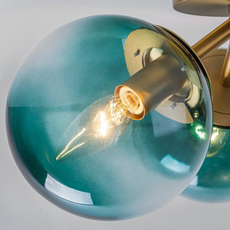 Modern 3-Light Semi Flush Mount With Opal Glass Shade