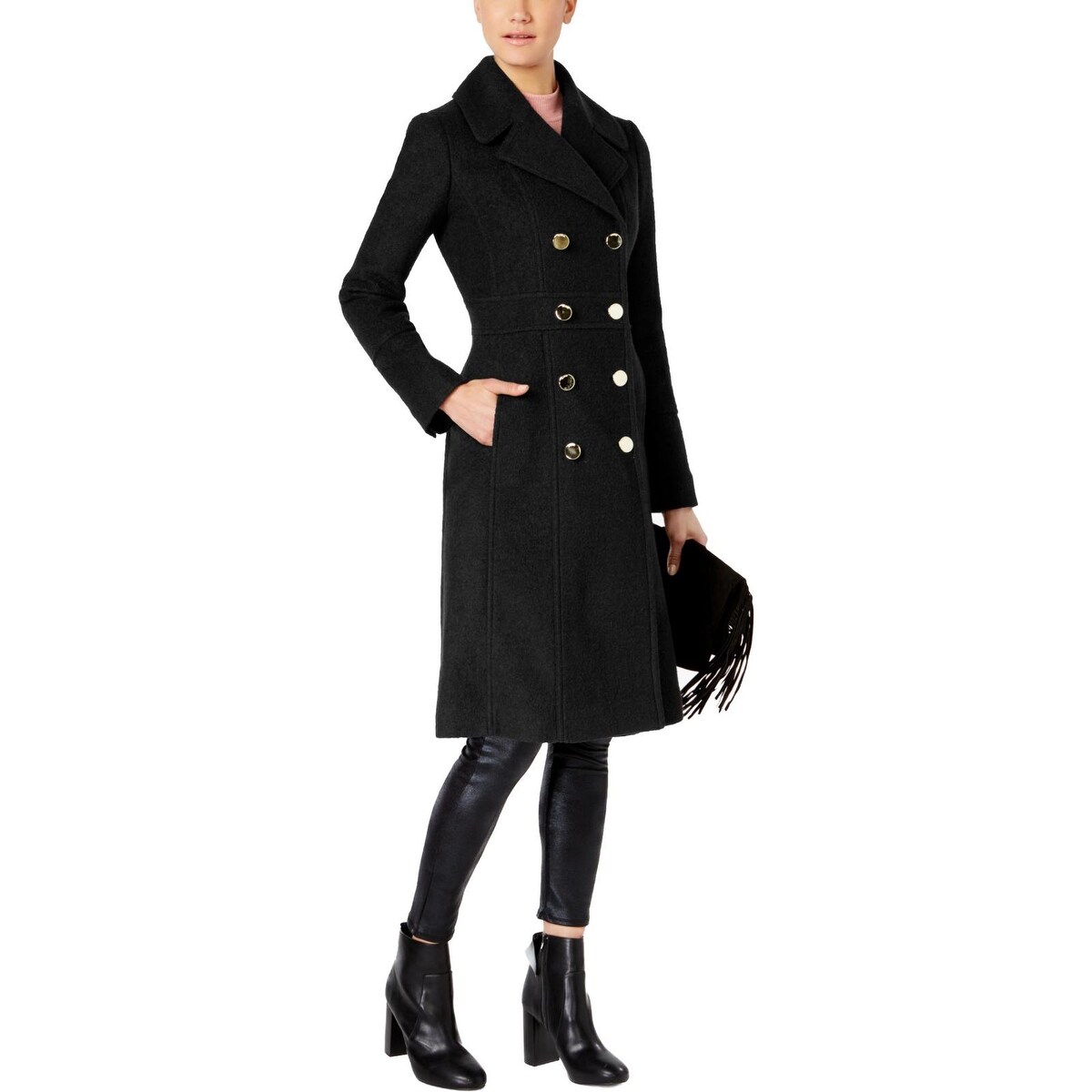 Shop Guess Womens Midi Coat Wool Blend Winter Free Shipping
