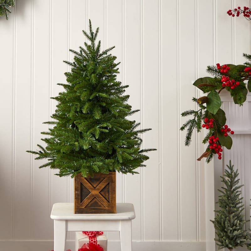 3ft. Fir Artificial Christmas Tree in Decorative Planter with 272 Branches & 50 Warm White Lights - Charming X-Mas Accent