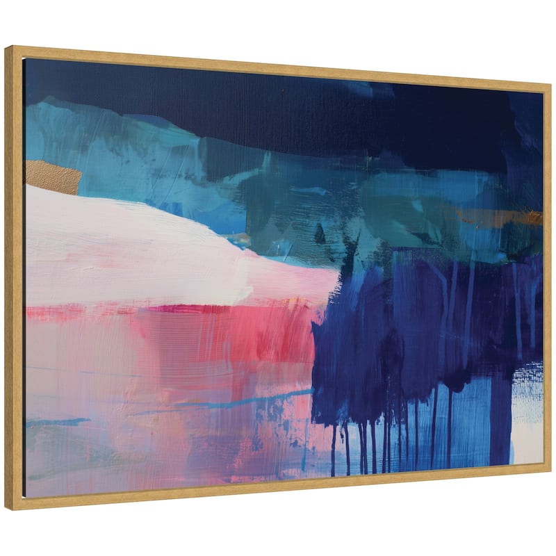 Kate and Laurel Blue Current No. 2 by Amy Lighthall Framed Canvas Wall Art Print - 33 x 23