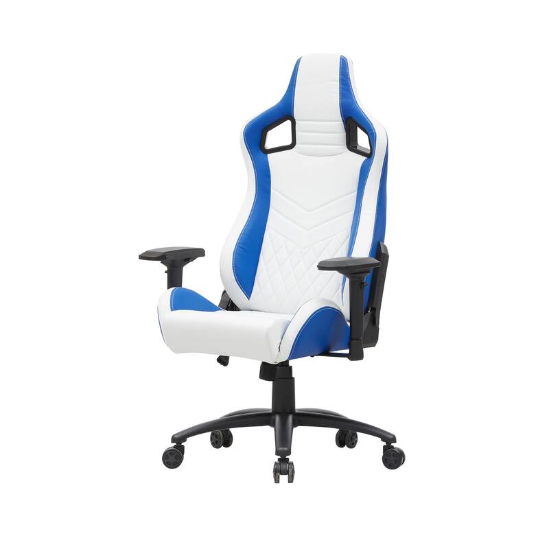 Olive White Vegan Leather Reclining Gaming Chair by Furniture of America