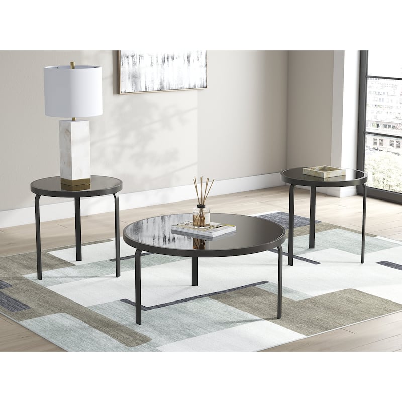 Signature Design by Ashley Dorylin Black Table (Set of 3) - 36"W x 36"D x 18"H