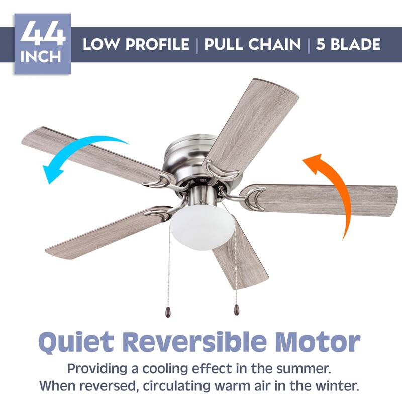 44" Prominence Home Alvina Satin Nickel Traditional Indoor LED Ceiling Fan with Light, Pull Chain
