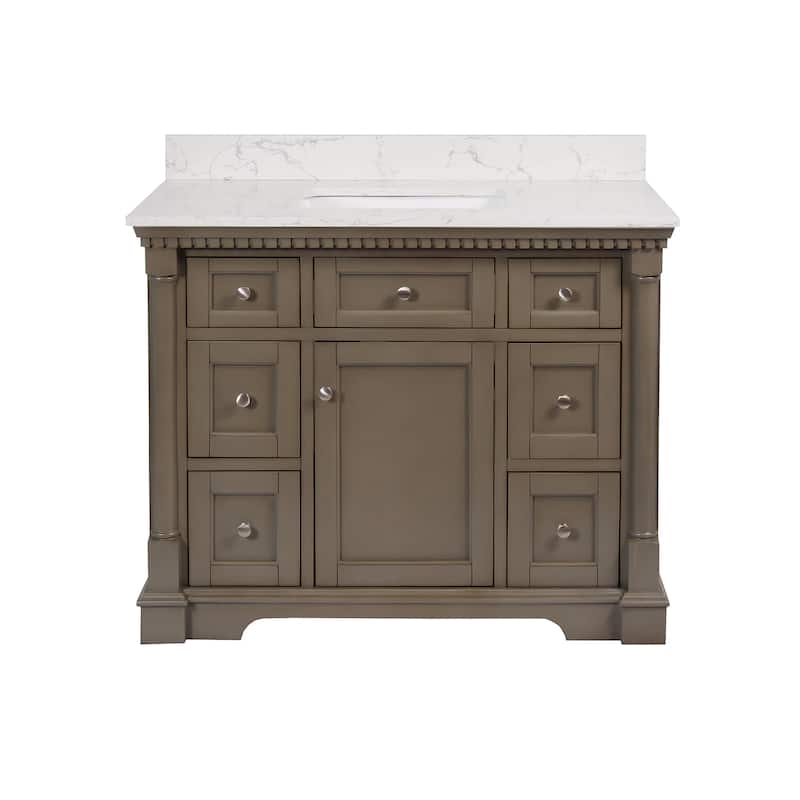 KitchenBathCollection Sydney 42" Bathroom Vanity with Engineered Marble Top