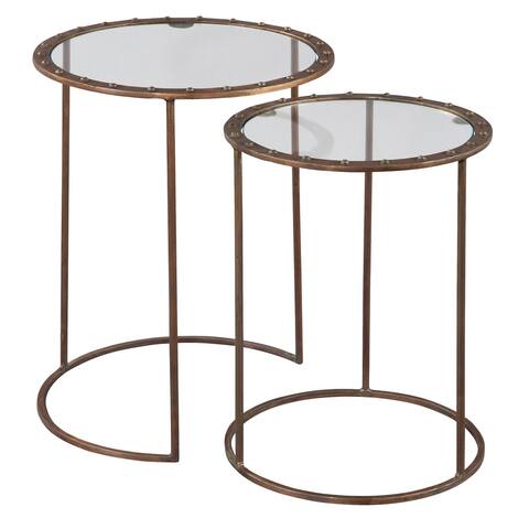 Hekman Furniture Round Copper Rivet Nesting Table Set - Hekman