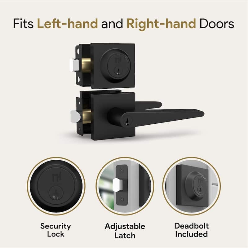Mega Handles SCHEIN Entry Door Lever & Deadbolt Set – Heavy-Duty Single Cylinder Keyed Lock Combo for Left or Right-Handed Doors