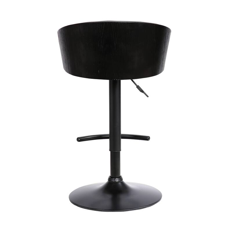 HomeRoots Black Faux Leather and Iron Low Back Adjustable Height Swivel Bar Chair