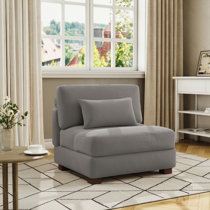 Modern Upholstered Armless Chair Accent Chair - Light Grey