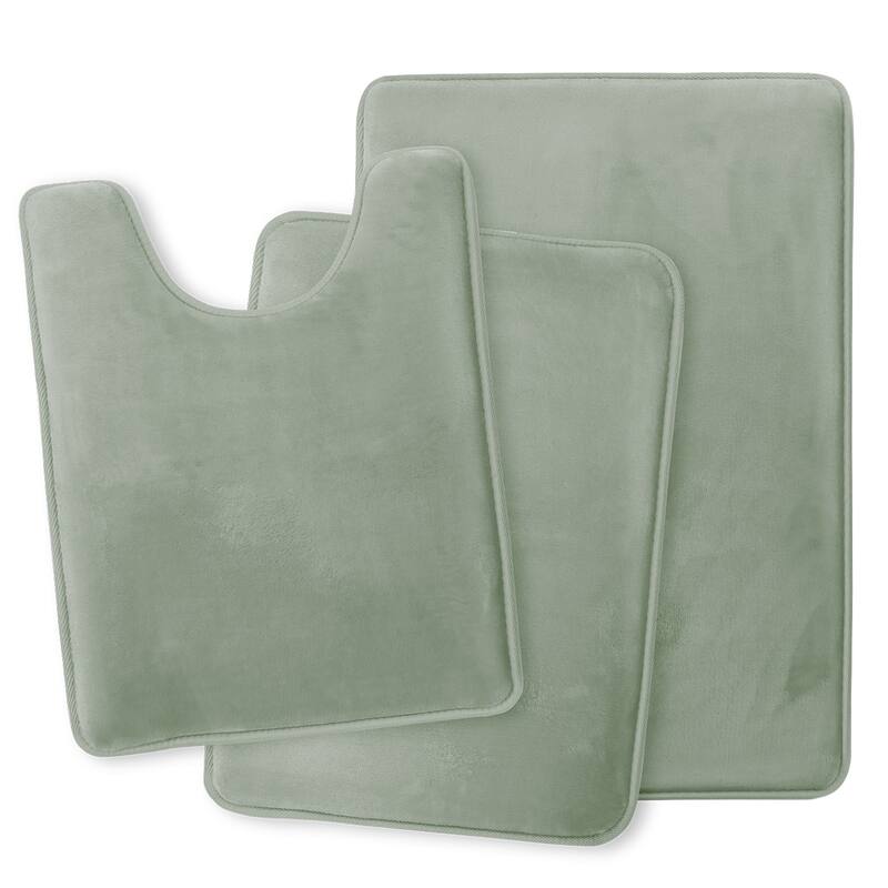 Clara Clark Ultra Soft Plush Bathroom Rug - Non-Slip, Velvet, Memory Foam Bath Mat - Set of 2